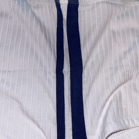 White Ribbed Tube Top with Blue Stripes - Picture 3 of 3